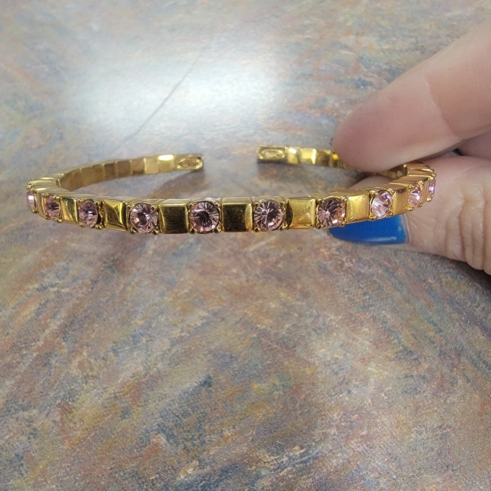 Joan Rivers Goldtone pink stone cuff bracelet